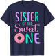 Sister of the Sweet one Sis 1st Birthday Girl Donut Party T-Shirt - T-Shirt | Navy