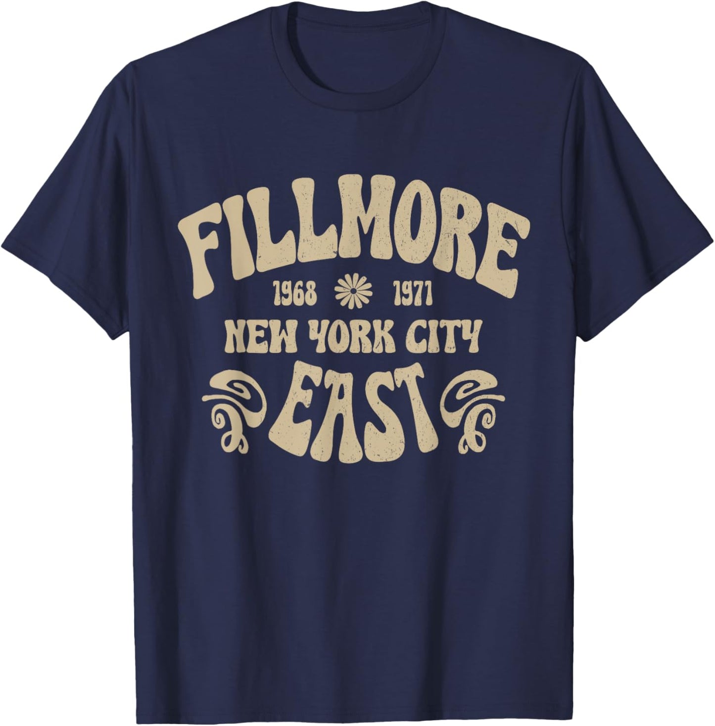 Fillmore 1968-1971 New York City Peace Love Vintage Style T-Shirt - T-Shirt | Navy