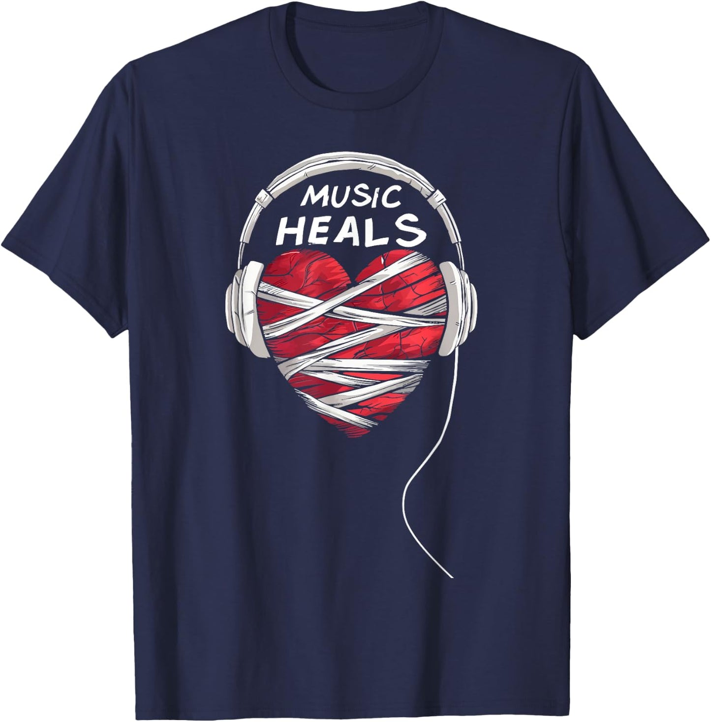 Music Heals Musician Music Lover T-Shirt - T-Shirt | Navy