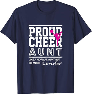 Cheerleading Graphic - Proud Cheer Aunt T-Shirt - T-Shirt | Navy