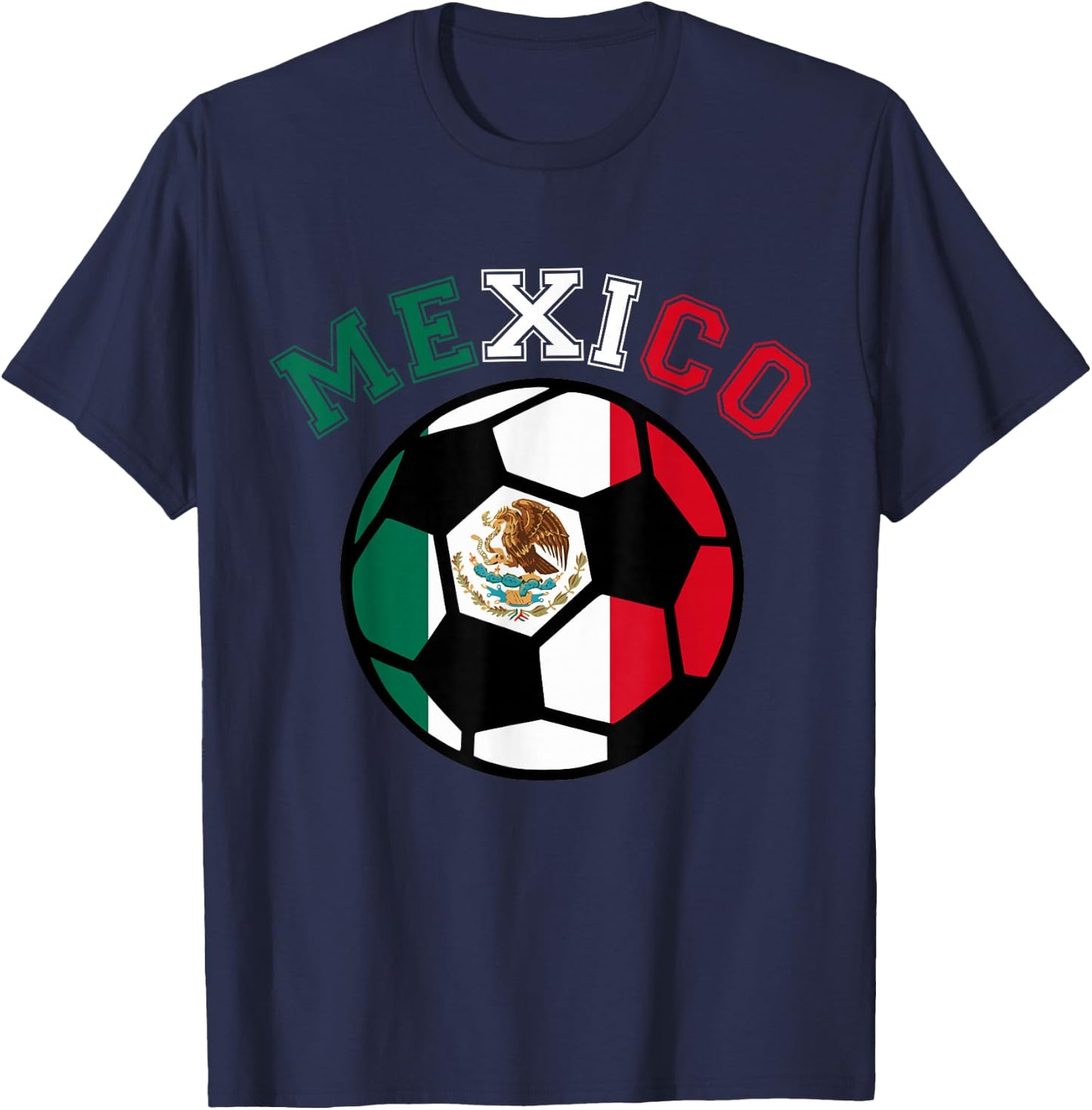Mexican Soccer Futbol Football Mexico Flag Jersey T-Shirt - T-Shirt | Navy