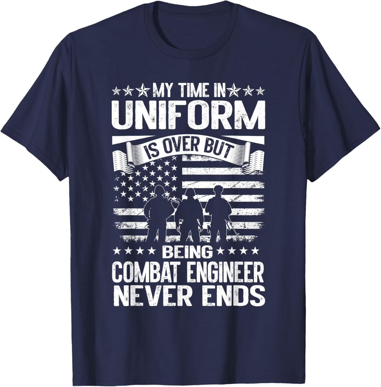 Combat Engineer Veteran Engineering Veteran's Day T-Shirt - T-Shirt | Navy