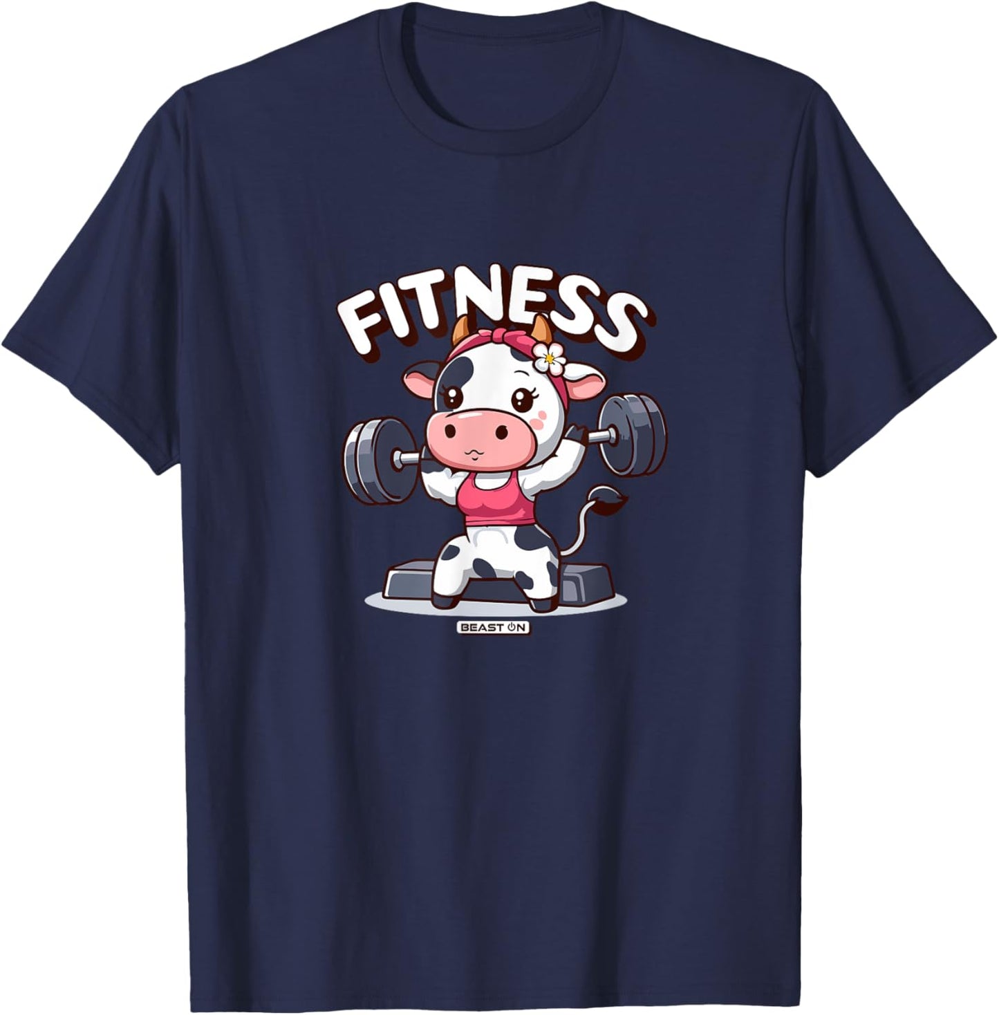 Cute Cow Fitness Workout Women Funny Gym Training T-Shirt - T-Shirt | Navy
