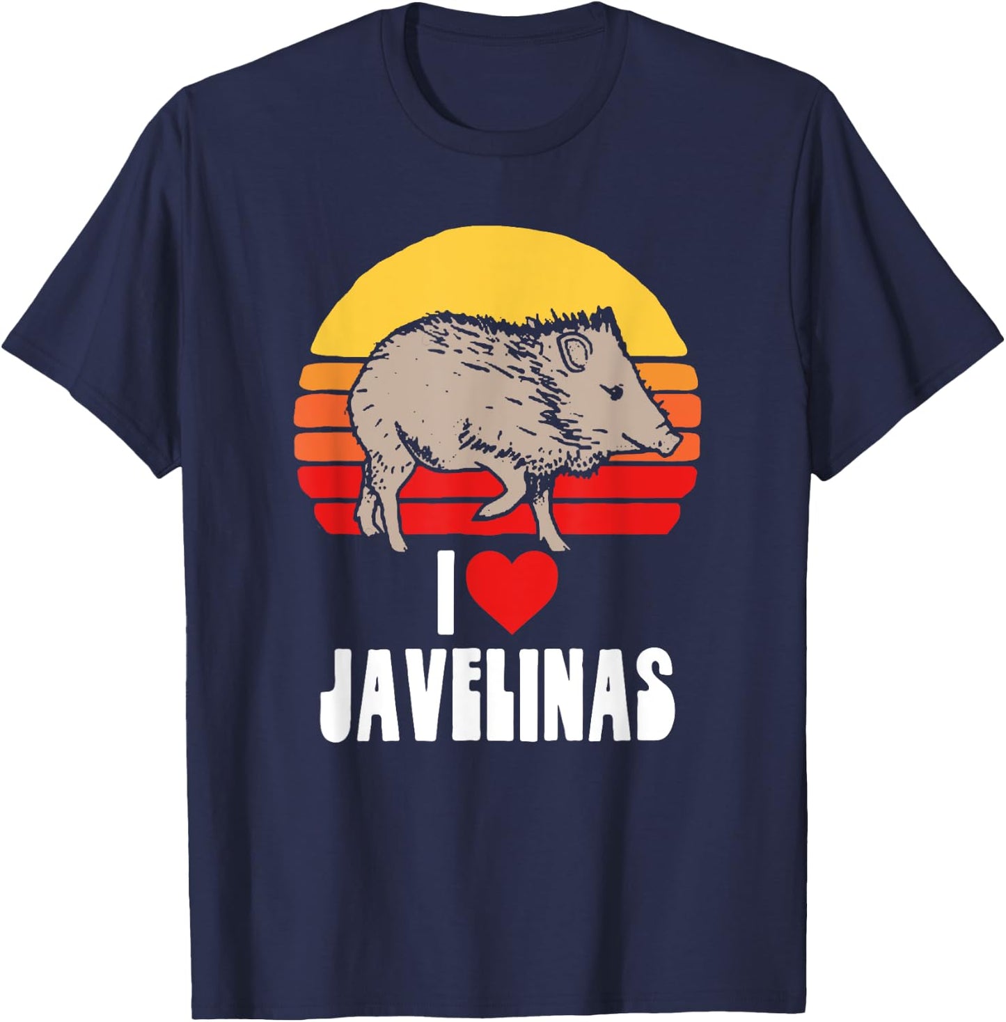 I Love Javelinas Vintage Retro 80s Sunset Cute Heart Arizona T-Shirt - T-Shirt | Navy
