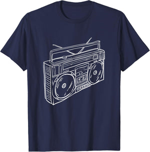 80s & 90s Old School Music Hip Hop Beatbox Boombox T-Shirt - T-Shirt | Navy