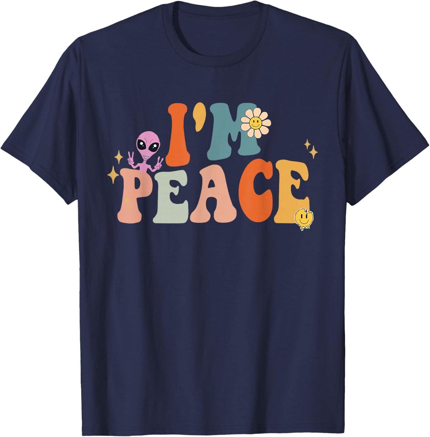 I come in peace Im peace groovy matching couples T-Shirt - T-Shirt | Navy