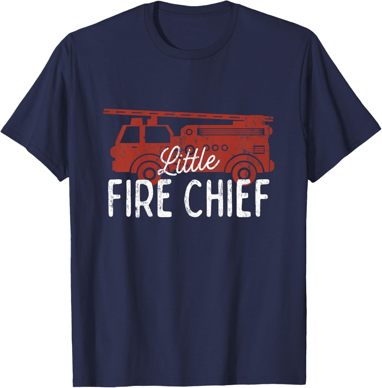 Kids Fireman Shirt Toddler Boys, Little Fire Chief Fire Truck T-Shirt - T-Shirt | Navy