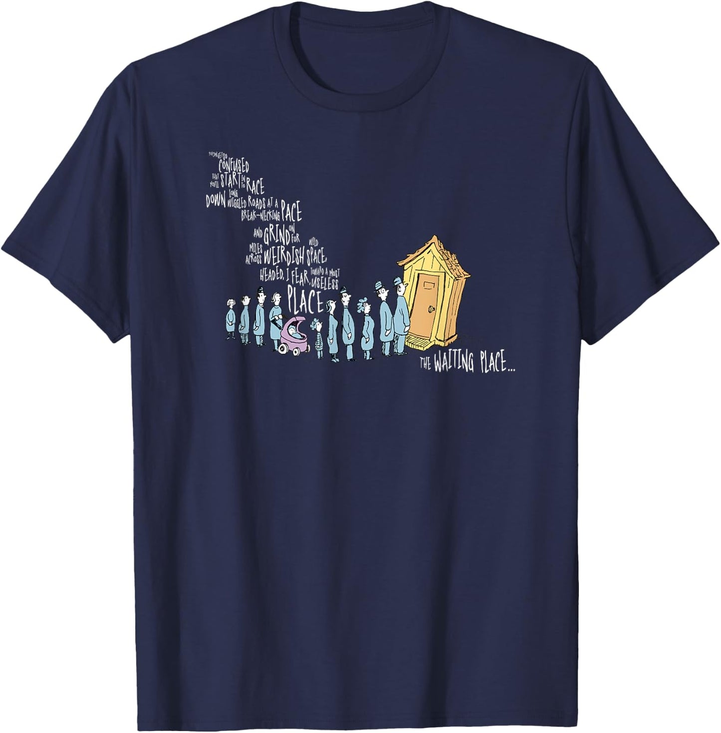 Dr. Seuss Oh the Places You'll Go - The Waiting Place Black T-Shirt - T-Shirt | Navy
