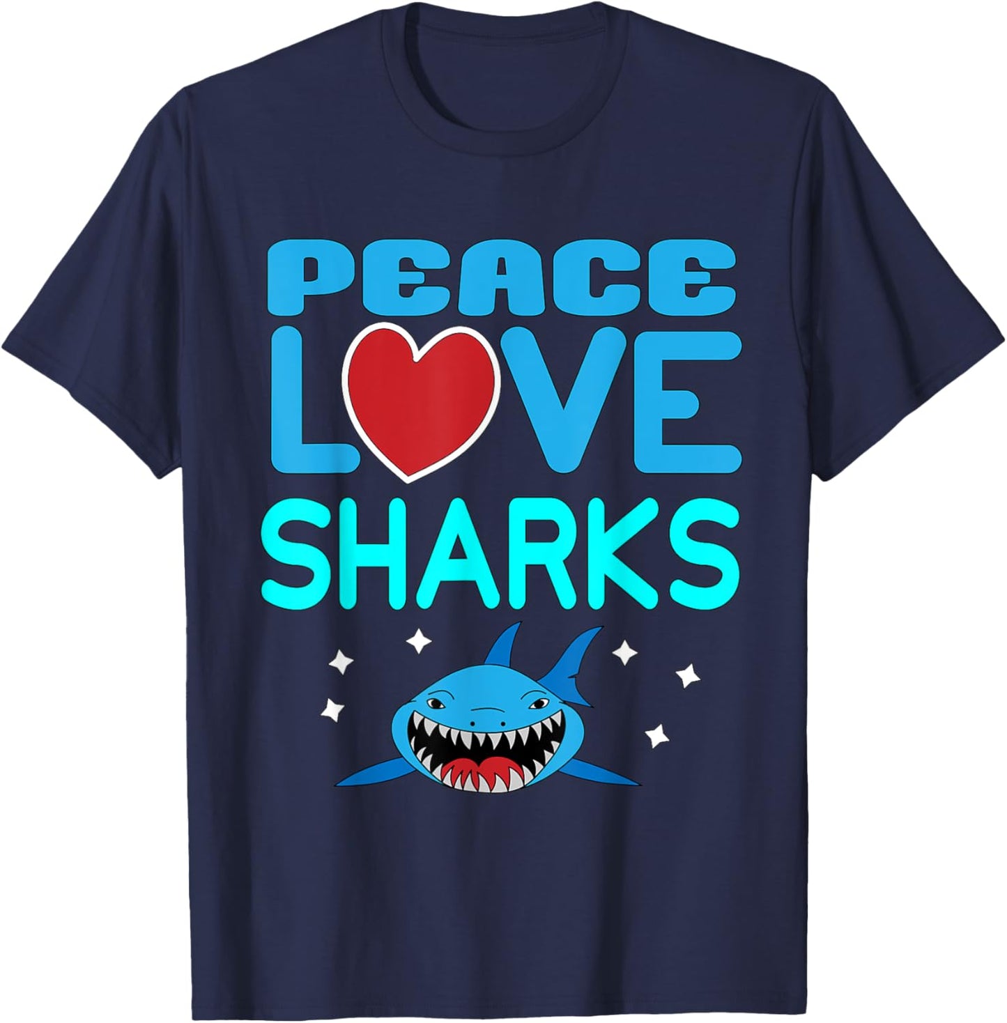 Peace Love Sharks Sea Creatures Dangerous Hammerhead Shark T-Shirt - T-Shirt | Navy