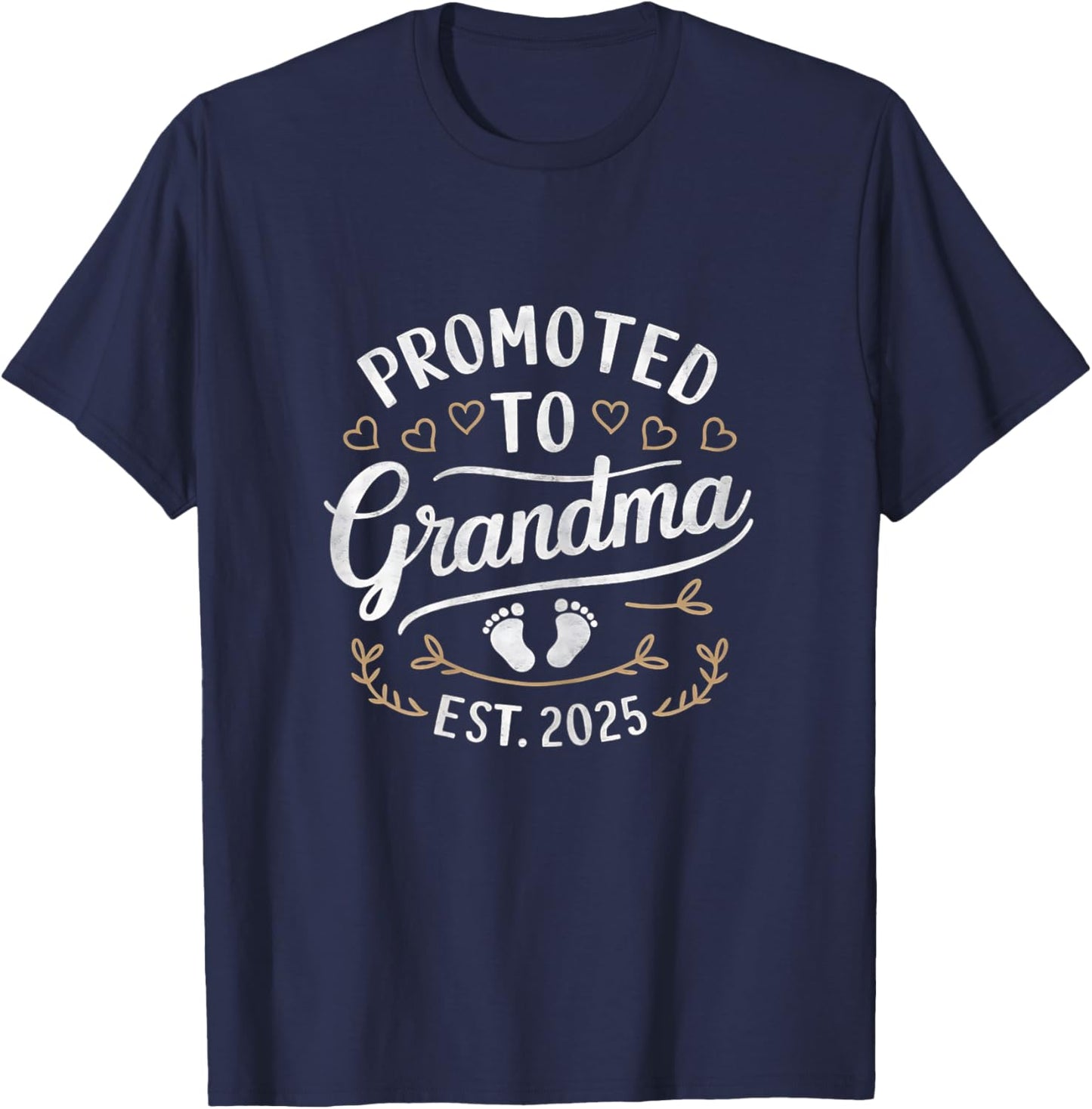 Promoted to Grandma Est. 2025 T-Shirt - T-Shirt | Navy
