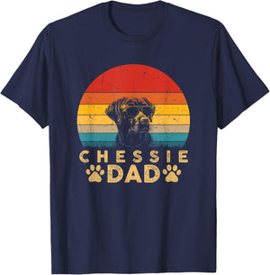 Vintage Cool Chessie Dad Dog Lovers Paw Print Fathers Day T-Shirt - T-Shirt | Navy