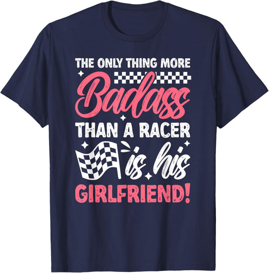 Race Girlfriend Funny Racing Girlfriend Of A Racer T-Shirt - T-Shirt | Navy