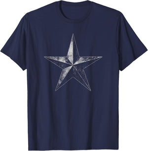 Grunge Star Distressed Retro Vintage Graphic T-Shirt - T-Shirt | Navy