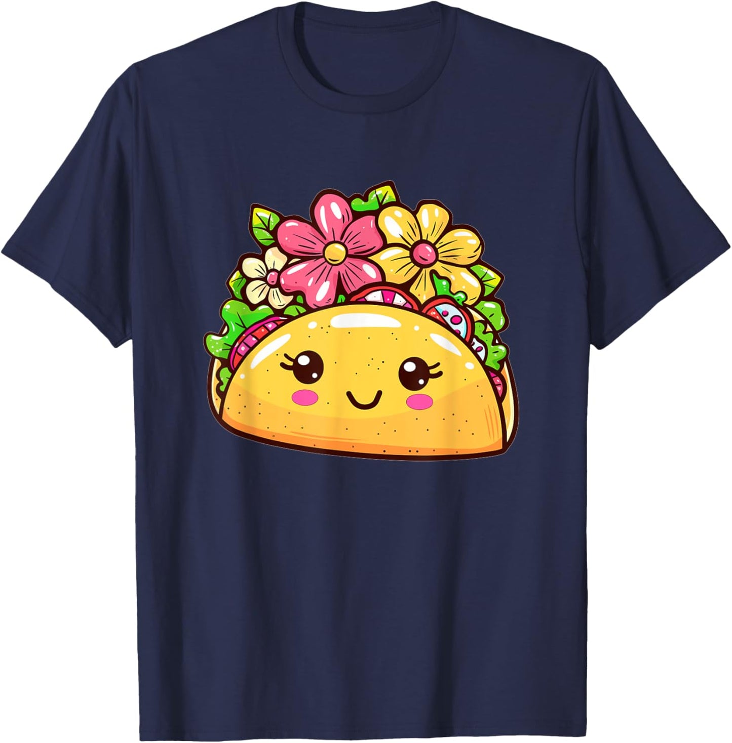 Cartoon Taco I Cute Taco T-Shirt - T-Shirt | Navy