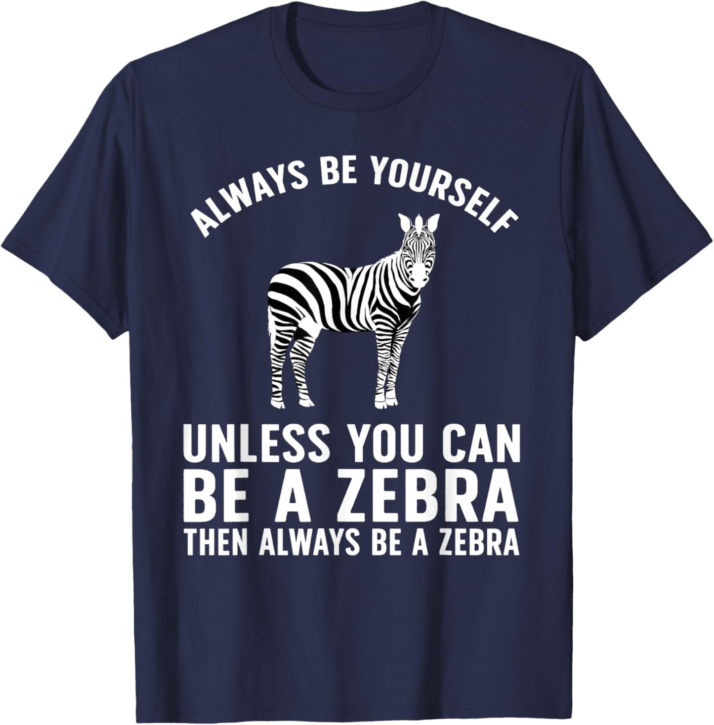 Funny Zebra Art Women Kids Zoo Animal Safari Zebra T-Shirt - T-Shirt | Navy