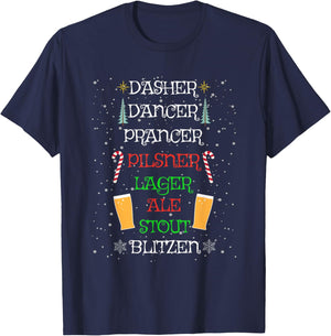 Cute Christmas Reindeer Pilsner Lager Ale Stout Beer Lover T-Shirt - T-Shirt | Navy