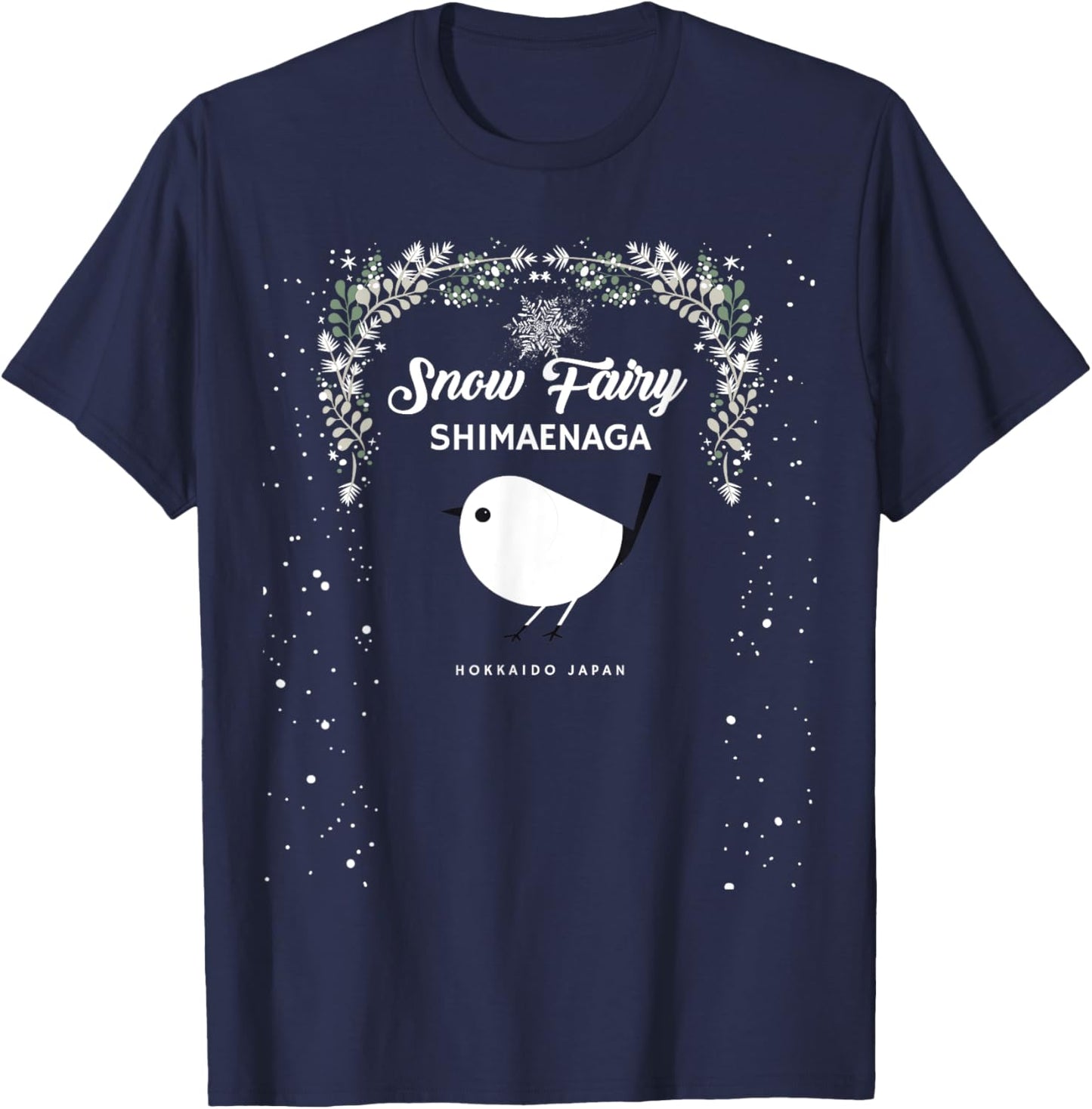 Cute Sagasa Snow Fairy Hokkaido Japanese Birds T-Shirt - T-Shirt | Navy