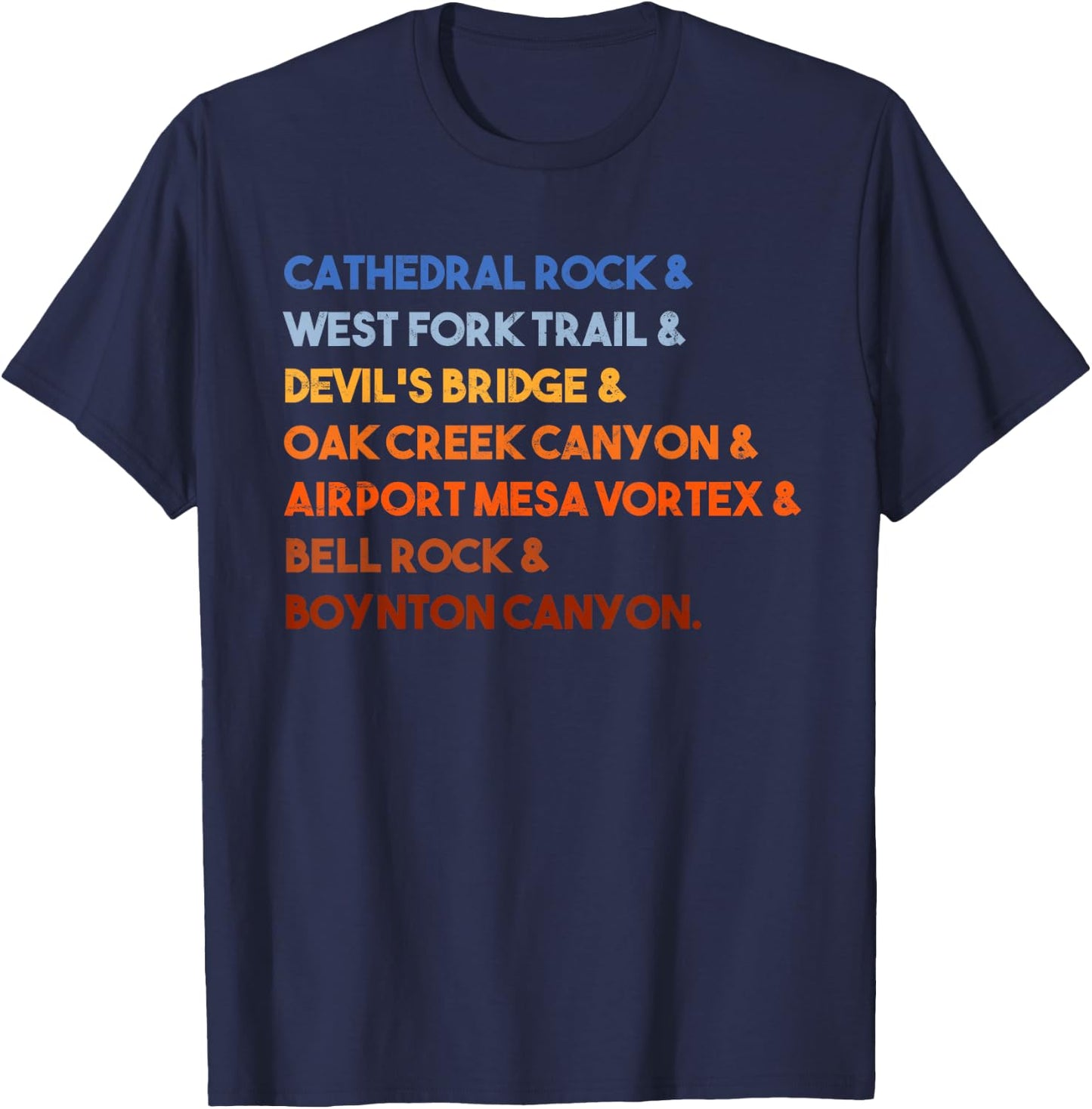 Seven Wonders of Sedona Arizona Vintage Hiking Red Rocks T-Shirt - T-Shirt | Navy