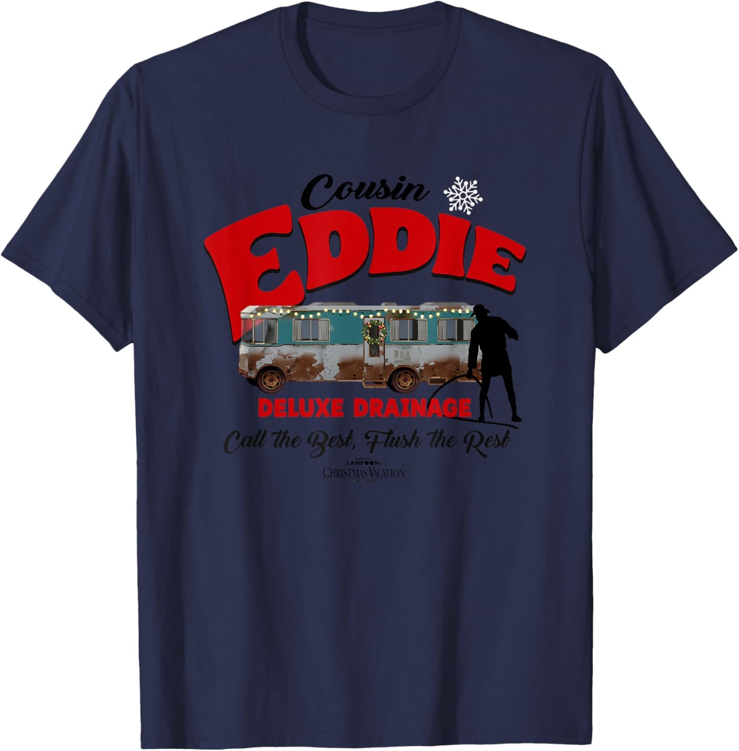 Christmas Vacation Cousin Eddie Deluxe Drainage T-Shirt - T-Shirt | Navy