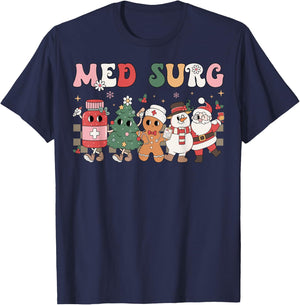 Med Surg Christmas Medical Surgical Nursing Group T-Shirt - T-Shirt | Navy