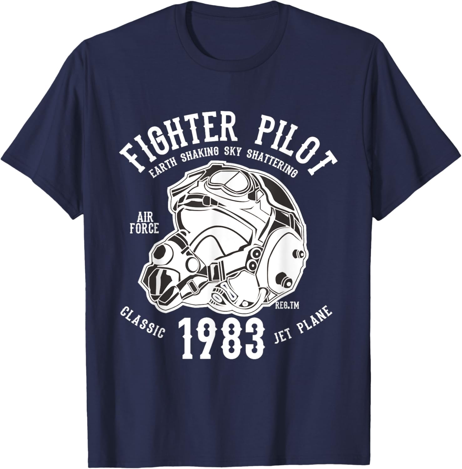 Fighter Pilot Helmet Army T-Shirt - T-Shirt | Navy