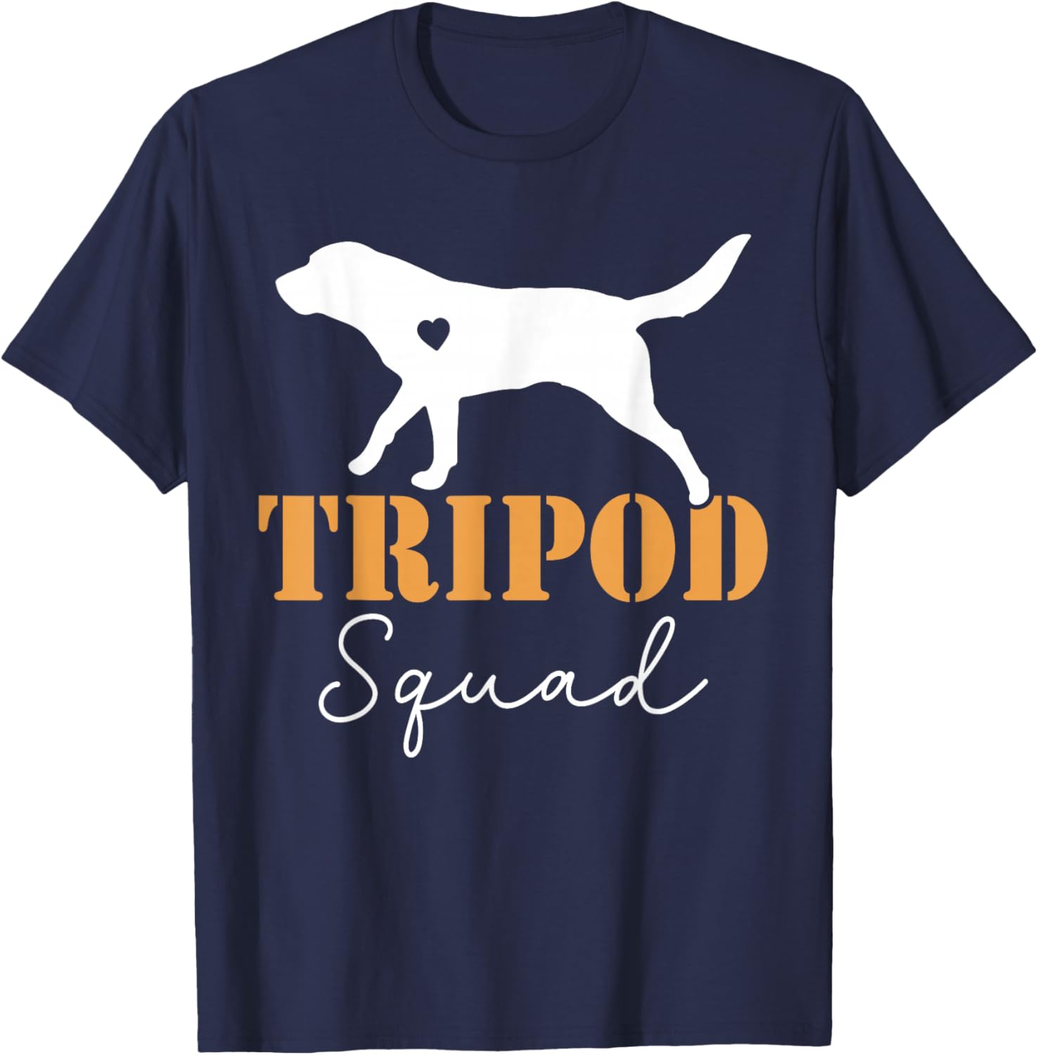Tripod Squad, Right Back Leg Amputee, Tripaw Dogs T-Shirt - T-Shirt | Navy