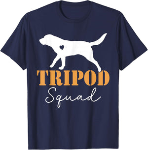 Tripod Squad, Right Back Leg Amputee, Tripaw Dogs T-Shirt - T-Shirt | Navy