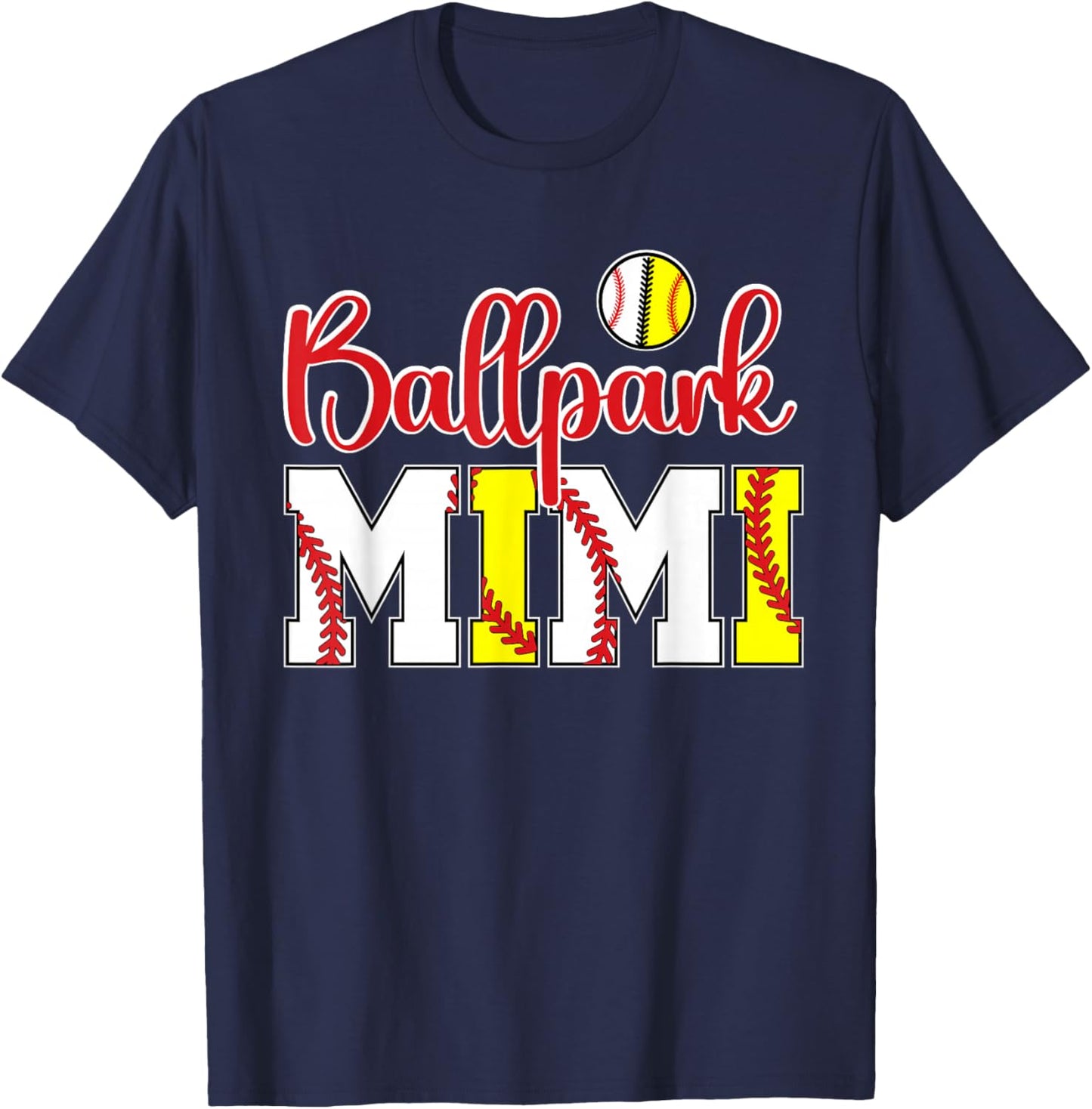 Ballpark Mimi Softball Baseball Mimi Grandma T-Shirt - T-Shirt | Navy