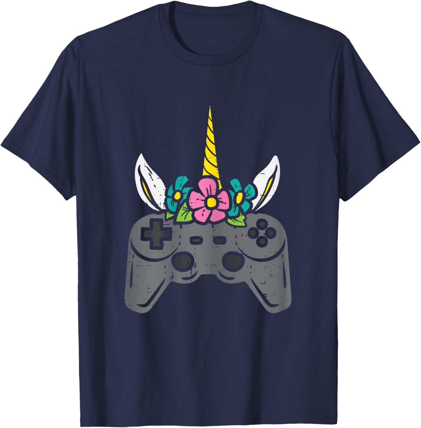 Gamer Controller Unicorn Head Girls Kids Toddler Youth Women T-Shirt - T-Shirt | Navy