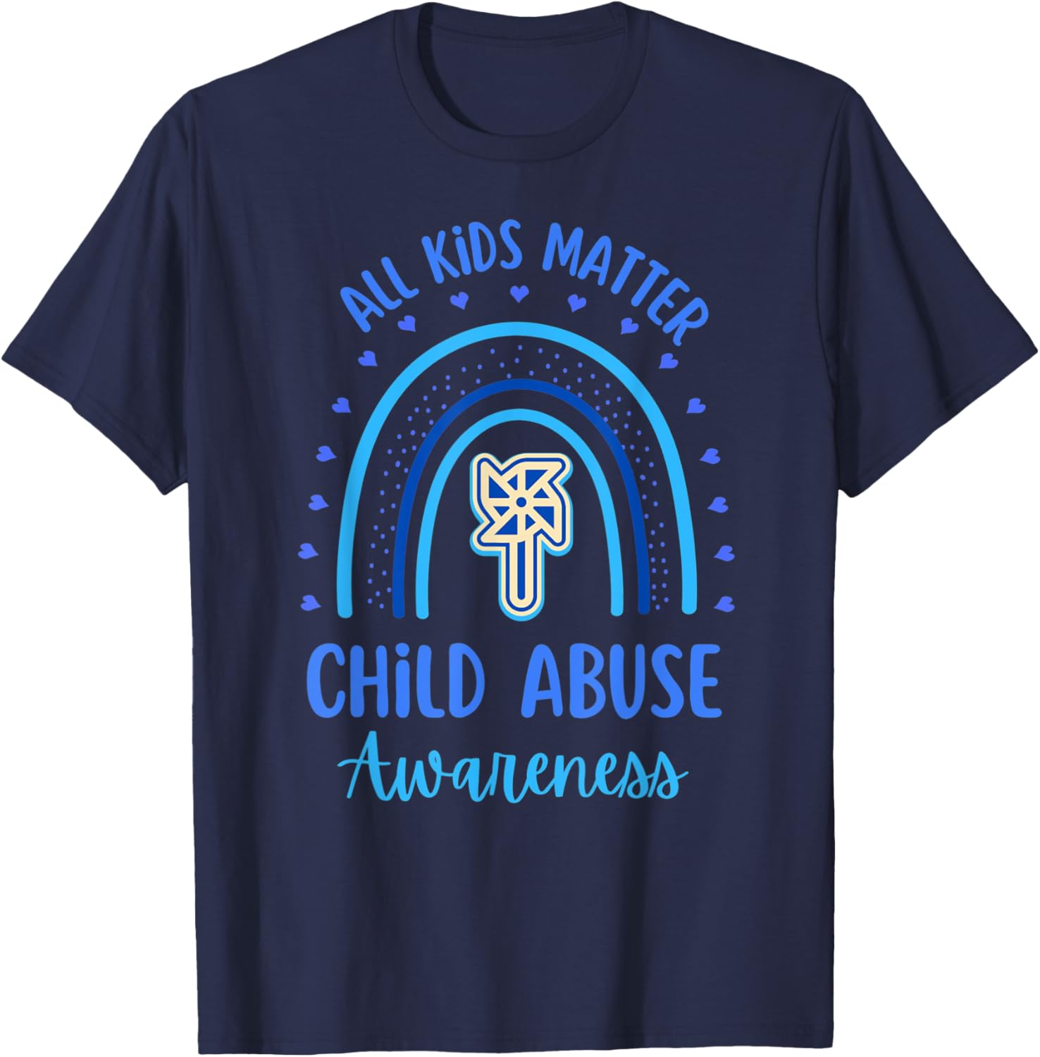 All kids matter Child Abuse Awareness Rainbow Funny Kids T-Shirt - T-Shirt | Navy
