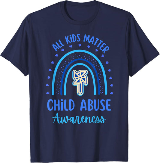 All kids matter Child Abuse Awareness Rainbow Funny Kids T-Shirt - T-Shirt | Navy