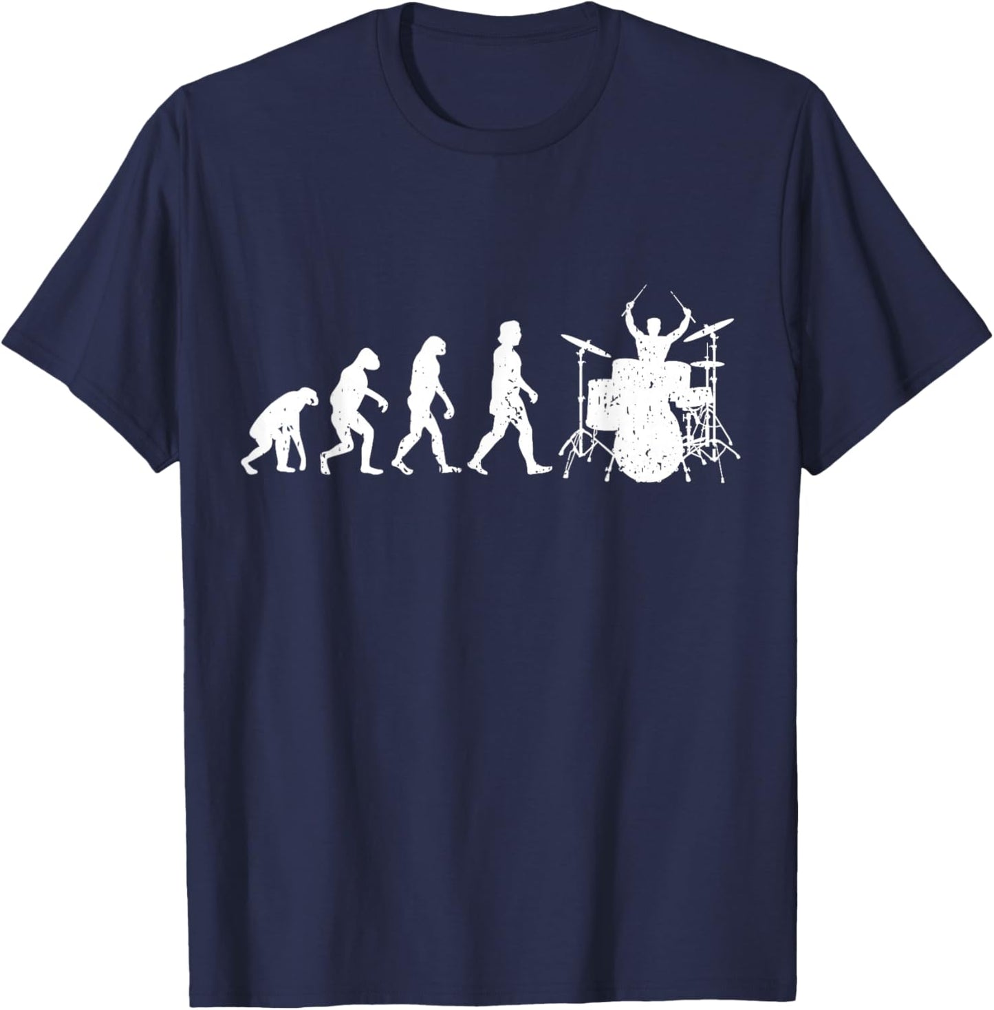 Drumming Evolution Funny Drummer T-Shirt - T-Shirt | Navy