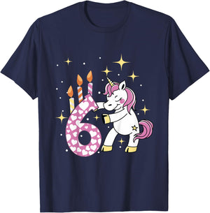 6th Birthday Unicorn For A 6 Years Old Girl Birthday T-Shirt - T-Shirt | Navy