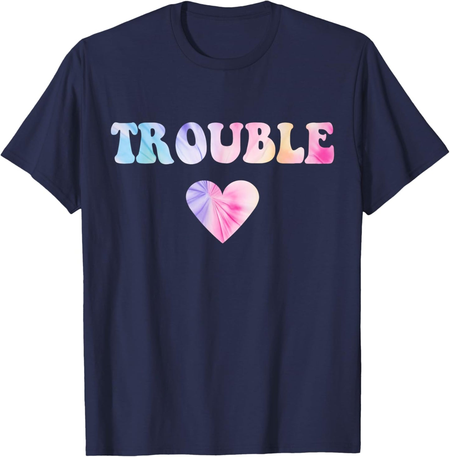 Where I Go Trouble Follows Couple T-Shirt - T-Shirt | Navy