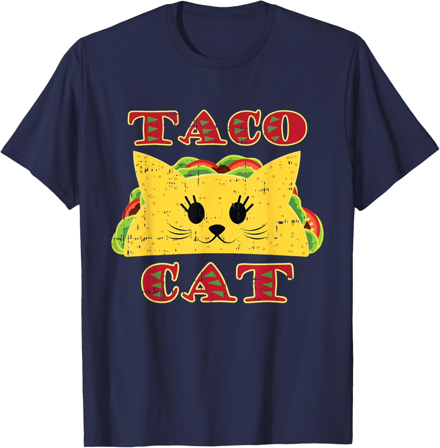 Taco Cat Black Cute Fun-ny Mexican Tortilla Food Animal Gift T-Shirt - T-Shirt | Navy