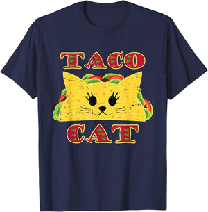 Taco Cat Black Cute Fun-ny Mexican Tortilla Food Animal Gift T-Shirt - T-Shirt | Navy