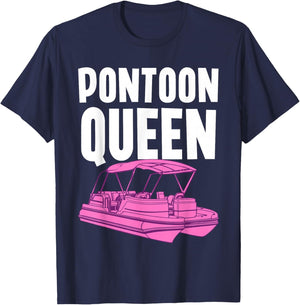 Best Pontoon Queen Art Girls Pontoon Boat Captain T-Shirt - T-Shirt | Navy