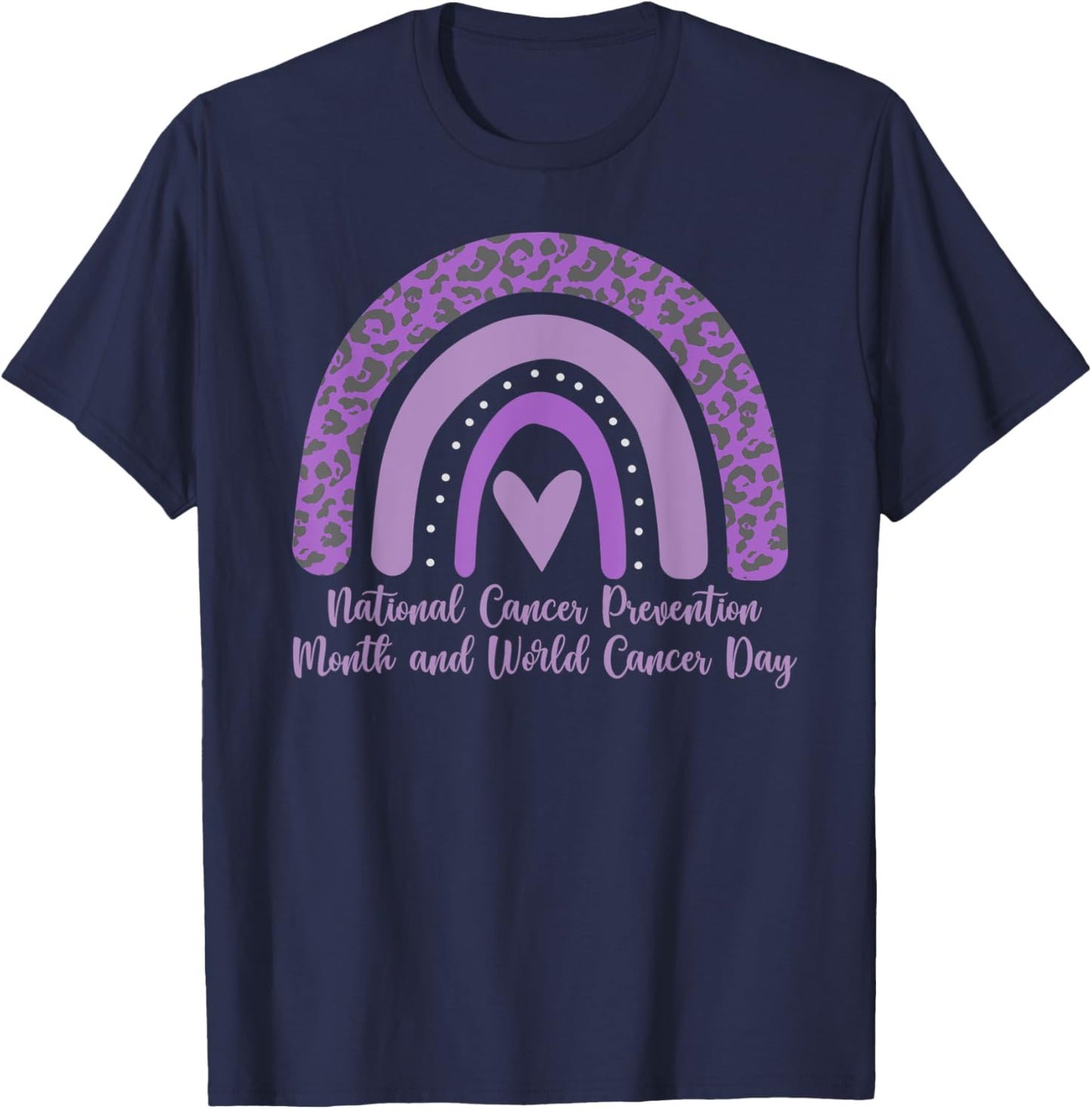 lavender rainbow Cancer Prevention Month World Cancer Day T-Shirt - T-Shirt | Navy