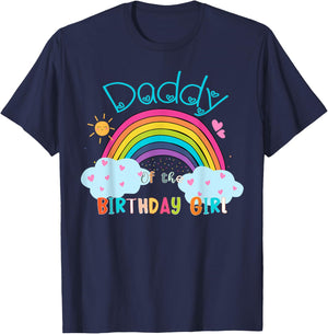 Daddy of The Birthday Girl Rainbow B-Day Matching Family T-Shirt - T-Shirt | Navy