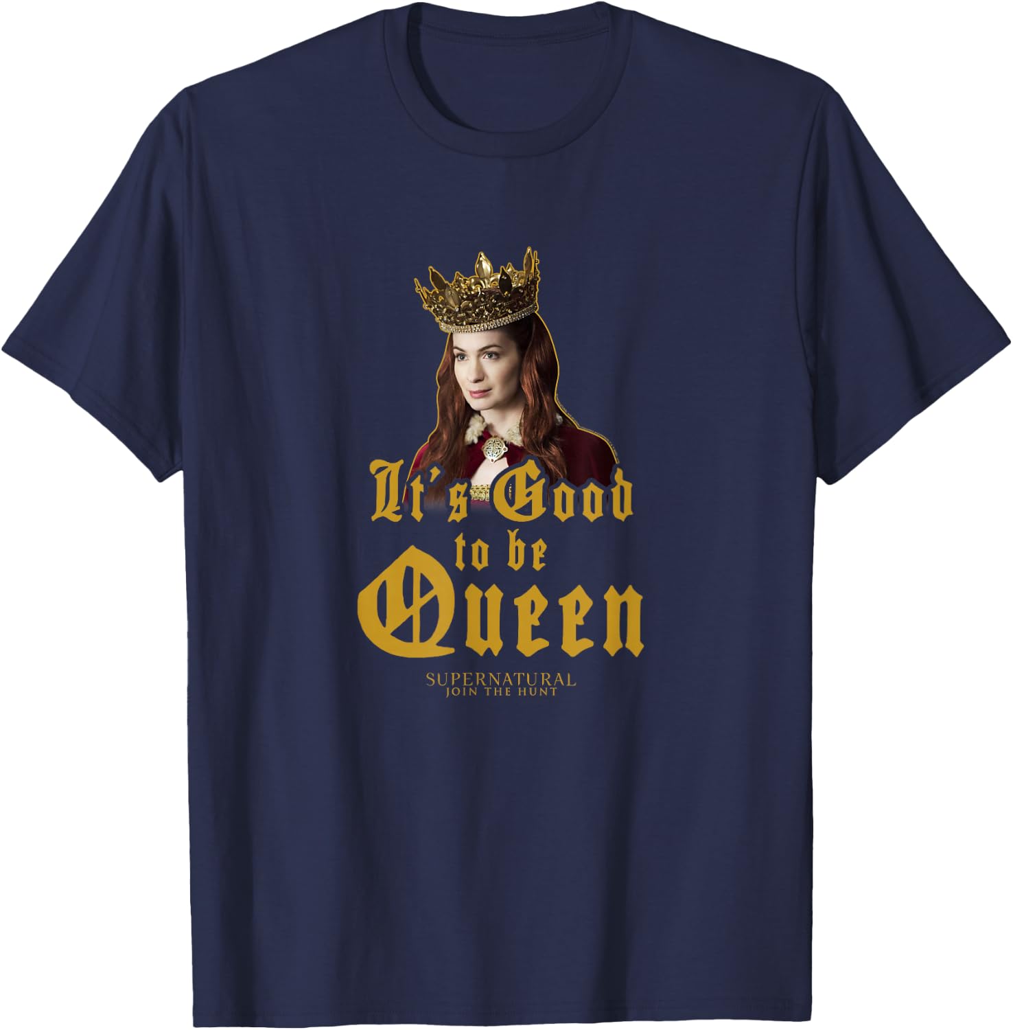 Supernatural : Charlie It's Good To Be Queen - Women's Small Black Short Sleeve Cotton Polyester Modern Classic T-Shirt - T-Shirt | Navy