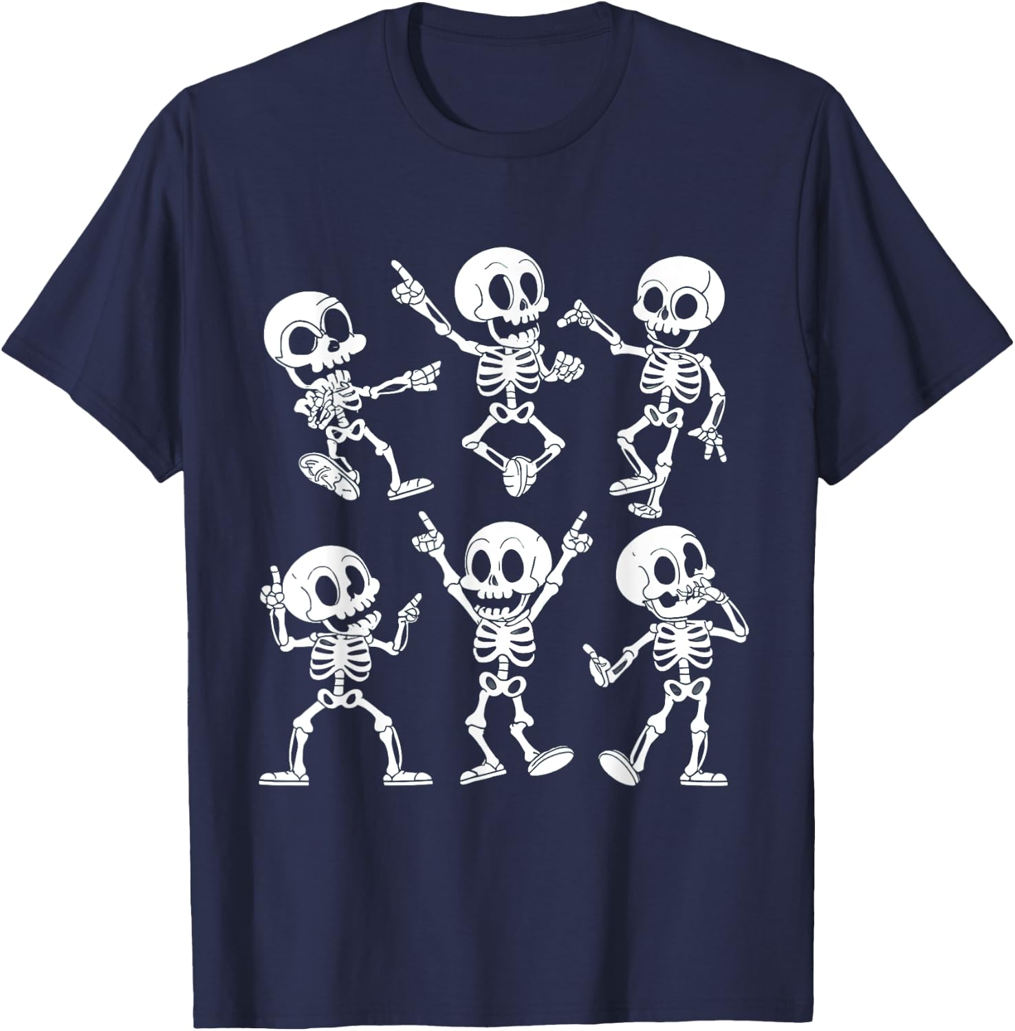 Dancing Skeletons Cute Funny Halloween Skeleton Dance T-Shirt - T-Shirt | Navy