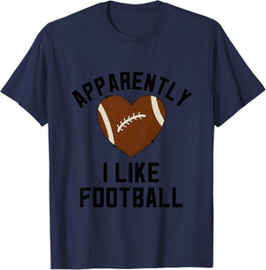 Kids Pink Football Shirts For Girls Apparently I Like Football T-Shirt - T-Shirt | Navy