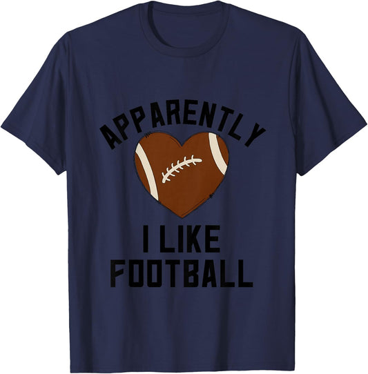 Kids Pink Football Shirts For Girls Apparently I Like Football T-Shirt - T-Shirt | Navy