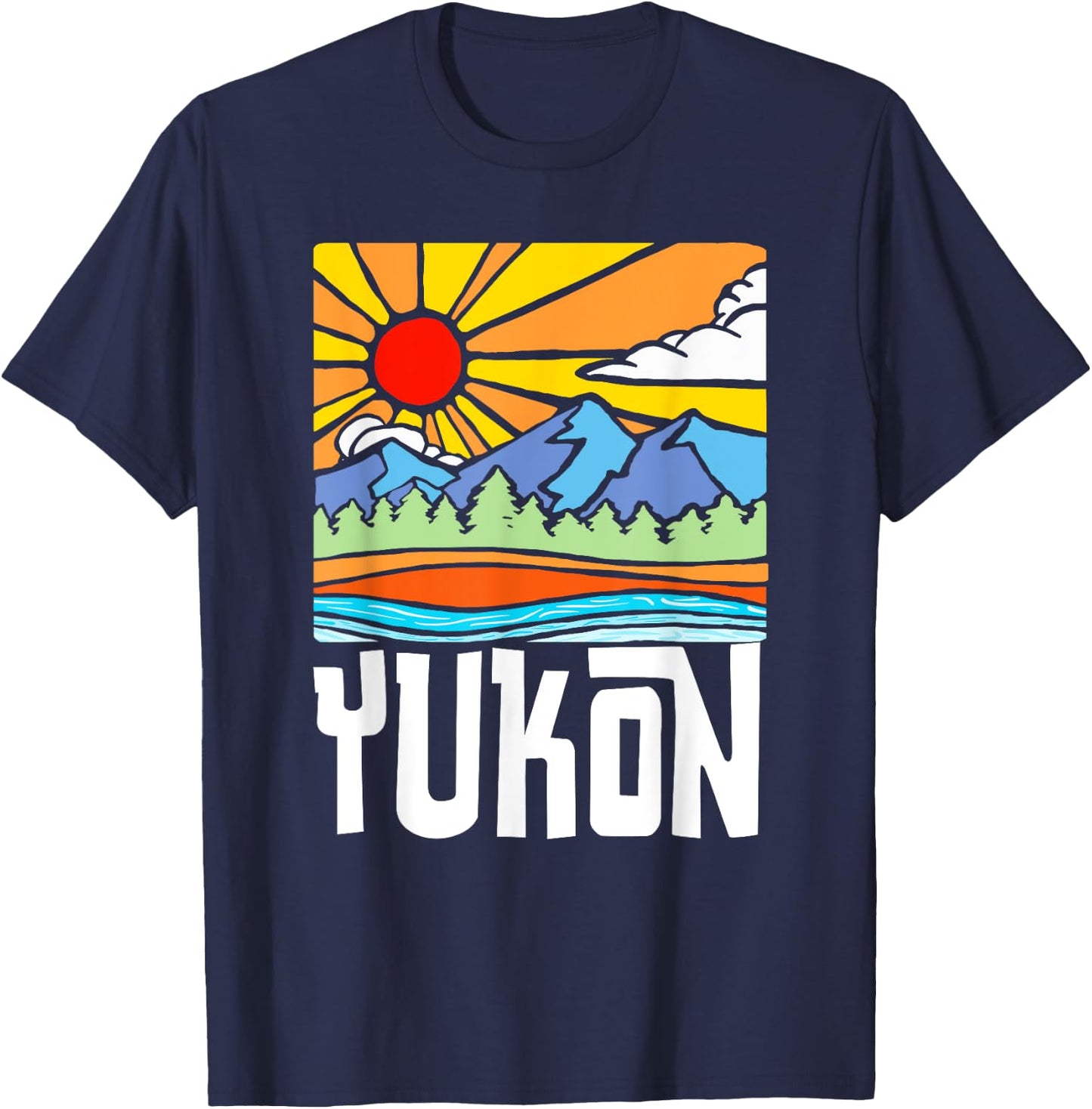 Yukon Canada Artistic Nature & Mountains Vintage Graphic T-Shirt - T-Shirt | Navy