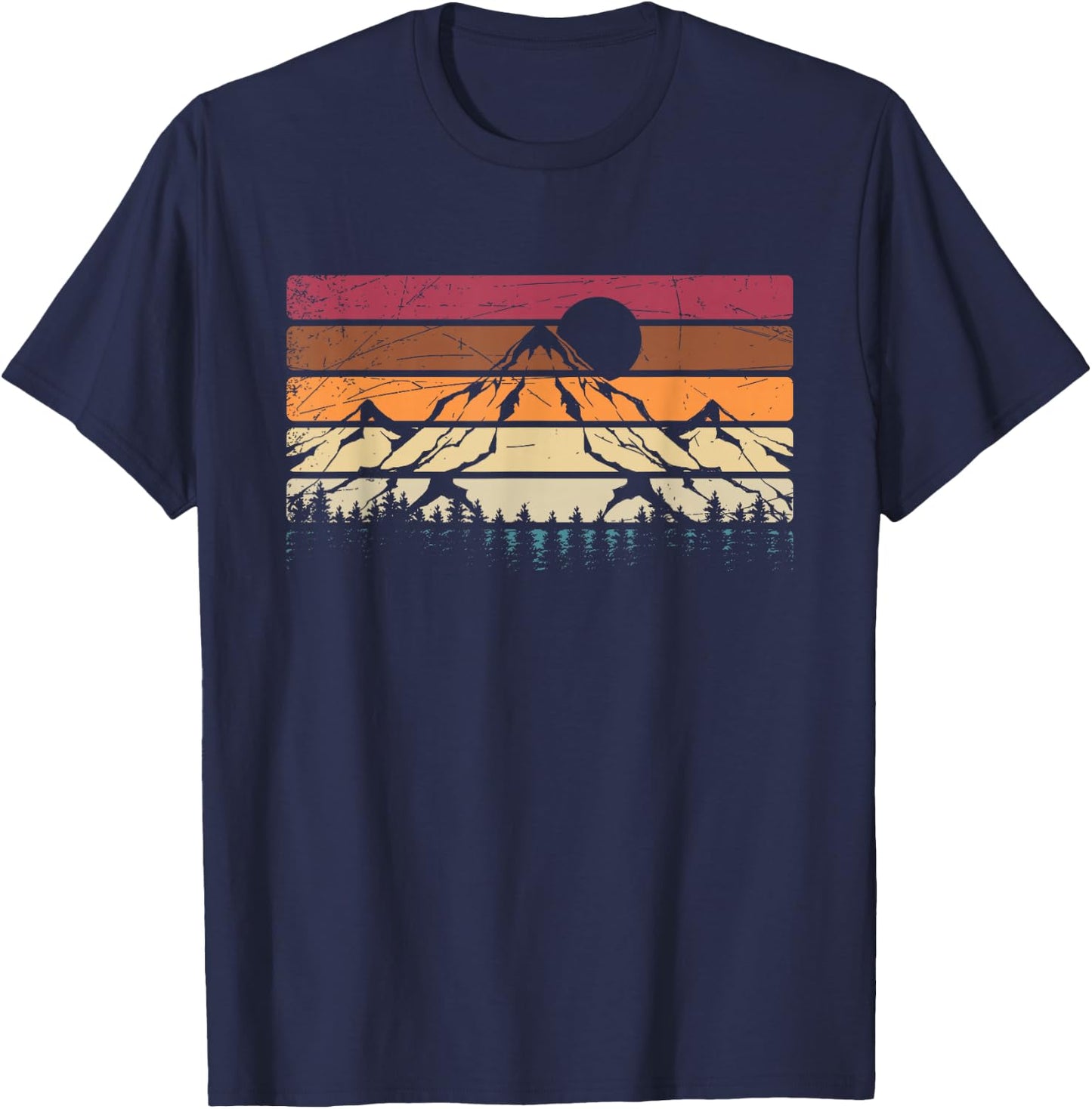 Mountain Hiking Mountain Hiker Nature Retro Forest T-Shirt - T-Shirt | Navy