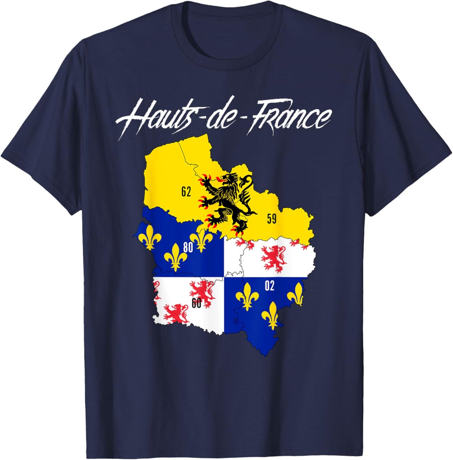 Map Flag of Hauts-de-France, French Region T-Shirt - T-Shirt | Navy