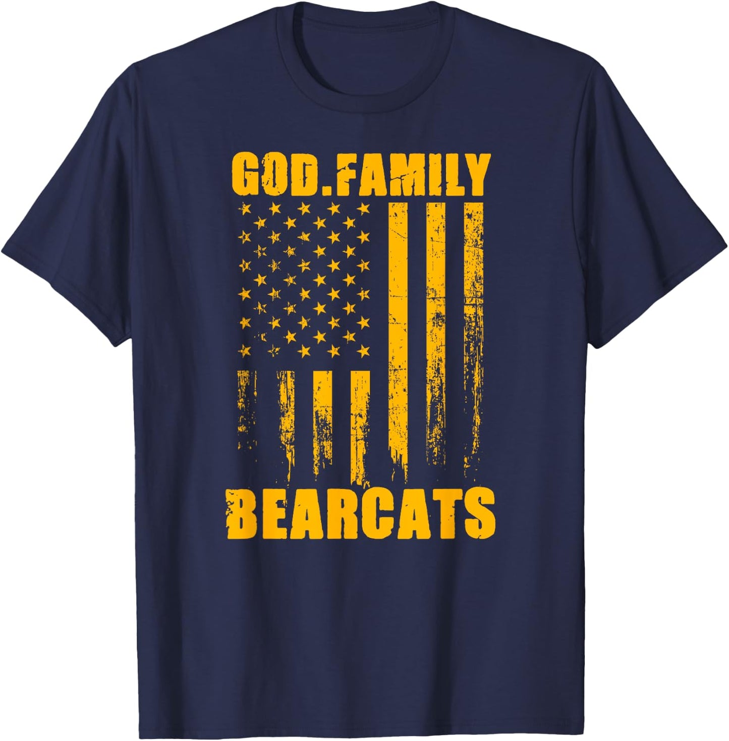 Whitesboro Bearcats God. Family. Vintage USA Flag T-Shirt - T-Shirt | Navy