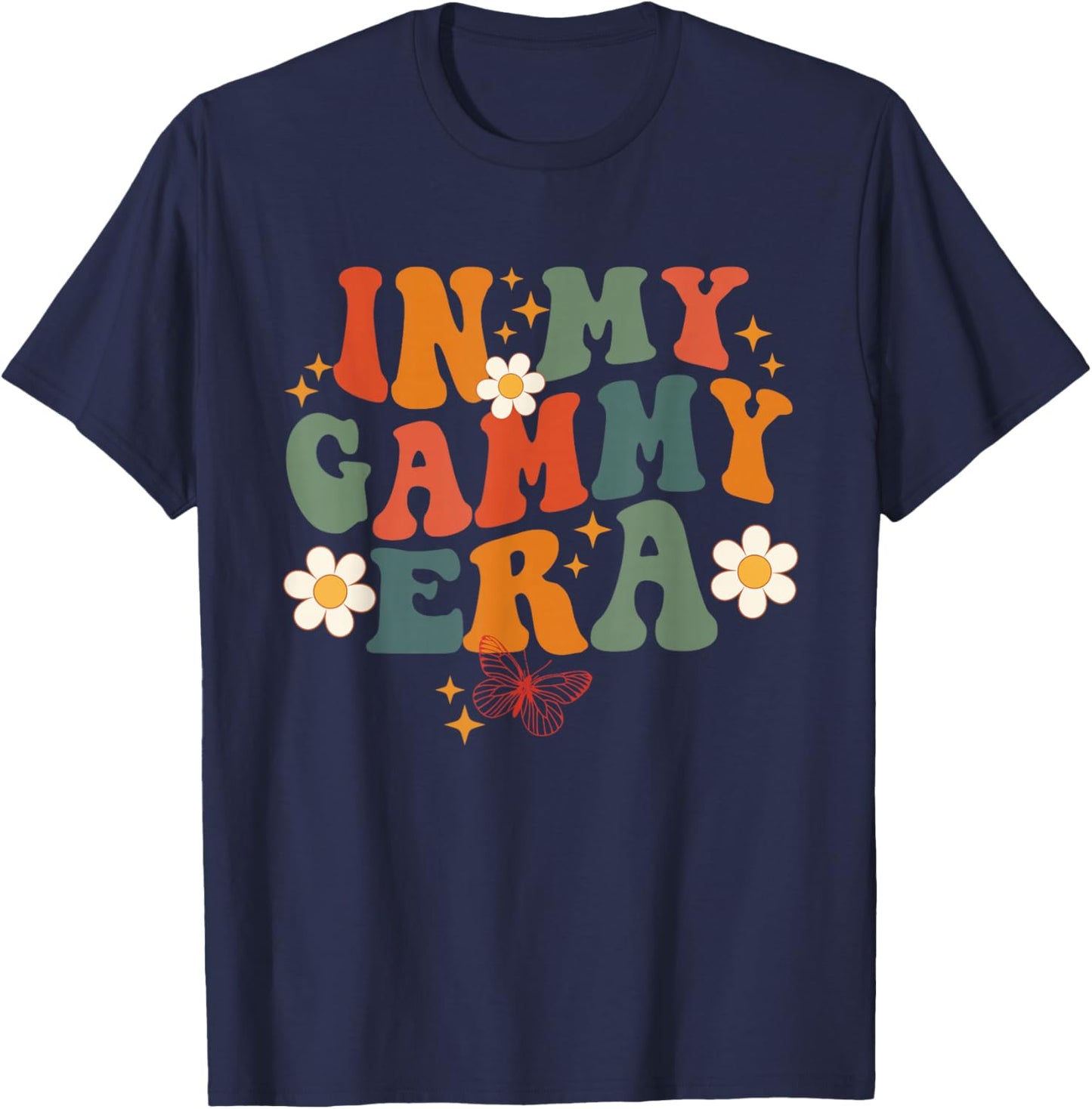 in My Gammy Era Retro Groovy Family Grandma Mother's Day T-Shirt - T-Shirt | Navy