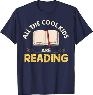 All The Cool Kids Are Reading Gift Book Reading T-Shirt - T-Shirt | Navy