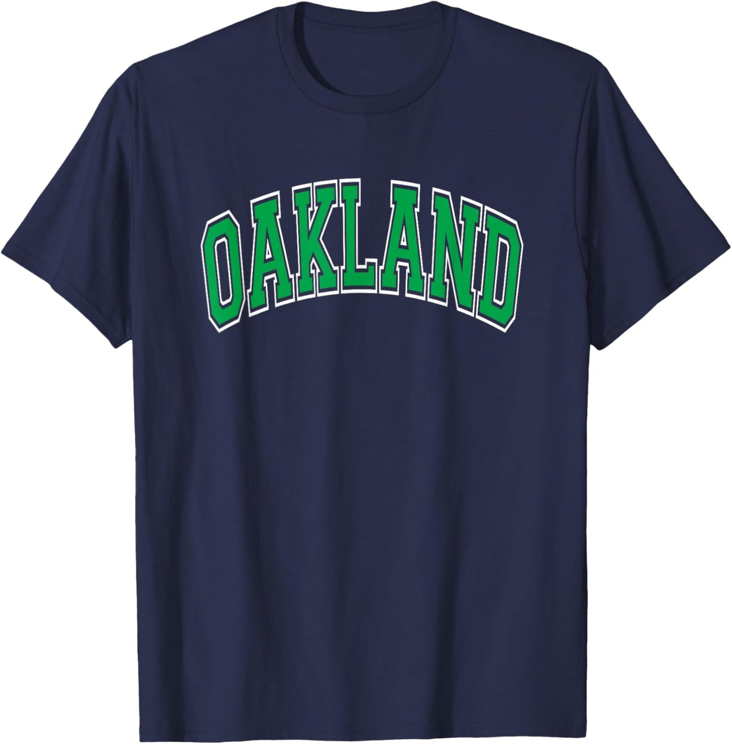 Oakland Arched Green Text T-Shirt - T-Shirt | Navy